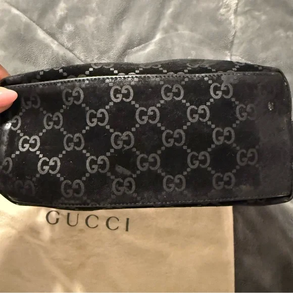 Gucci Black GG Monogram Shoulder Hobo Bag - Picture 10 of 13
